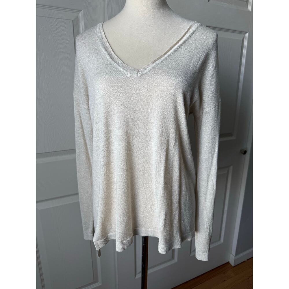 Lane Bryant Fine Merino Collection Shimmer V-Neck Sweater 14/16 | Quiet Luxury